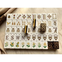 Jeu de Mahjong Américain Léopard, 160 tuiles en acrylique, luxe noir et or, imprimé animal, jeu de Mahjong pour adultes, soirée de jeux