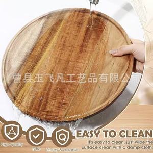 Acacia Wood <b>Round</b> <b>Serving</b> <b>Tray</b> 35cm Rotatable For Home Restaurant Use - Product Image 5