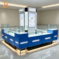 Kiosque de parfumerie de luxe personnalisé pour centre commercial, comptoir de présentation de maquillage en verre trempé LED pour boutiques de marques et commerces de détail