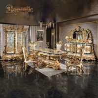 Ensemble de meubles de salle à manger de style noble turc, style baroque royal, bois massif, table et chaises faites à la main, luxe