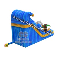 Glissière d'eau gonflable populaire d'été, en forme de dauphin, avec piscine, 20 cm
