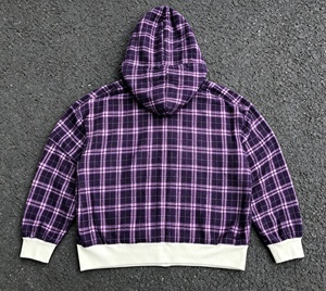 เสื้อฮู้ดดี้และเสื้อสเวตเชิ้ตผู้ชายทรงโอเวอร์ไซส์ ผ้าวาฟเฟิลถักแบบมีซิปกลับด้าน ลายสก็อตผ้าแฟลนเนลเนื้อหนา 450GSM แบบสองชั้นเย็บต่อกัน - Product Image 2