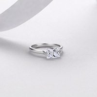 Bague Moissanite East West en argent sterling 925, rectangulaire 6x8mm, VVS1, couleur D, 3 couleurs, bijoux pour femmes