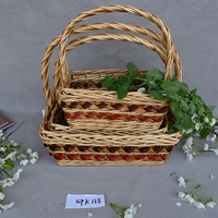 Panier de rangement pour fruits en osier naturel OEM ODM, panier cadeau de mariage, panier à fleurs, panier de pique-nique tressé à la main, couleur personnalisée