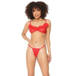 TD Coquette ODM Set di reggiseno con stampa Logo personalizzato con perizoma a forma di coppa trasparente Push-up infradito con coppe imbottite