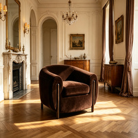 Fauteuil d'appoint en tissu bouclé crème, fauteuil simple incurvé avec accoudoirs en bois, mobilier de salon moderne du milieu du siècle, fauteuil tubulaire
