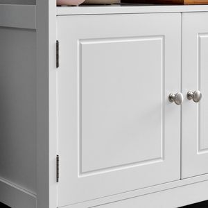 SENYUWhite Under Sink Storage <b>Cabinet</b> Double Doors <b>Bathroom</b> Vanity Shelves <b>Wood</b> Farmhouse Style Freestanding - Product Image 6