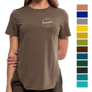 T-shirts en gros formels et écologiques à col rond, personnalisés, de haute qualité, à ourlet incurvé, pour l'été, avec impression sérigraphiée, unis - Product Image 1