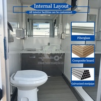 Remorque Sanitaire Mobile à Essieu Unique avec Toilettes, Lavabo et Miroir Intérieur pour Mariages en Plein Air et Chantiers de Construction