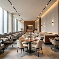 Meubles de restaurant et de café commerciaux, table carrée en bois, banquette en forme de L, chaise en cuir rembourrée