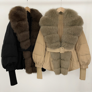 OFTBUY <strong>Belt</strong> Big Natural Fox Fur Fluffy <strong>Puffer</strong> <strong>Jacket</strong> Women New Autumn Winter Top Clothes Female Thick Warm Real Fur Down Coat - Product Image 1