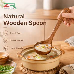 Cuchara de Café de Madera Natural con Baño de Oro, Mango Largo, Anti-Rayaduras, Segura <span class=keywords><strong>para</strong></span> Utensilios de Cocina, Resistente al Calor, 27cm, Inoxidable, Inodora, <span class=keywords><strong>para</strong></span> Cocina - Product Image 3