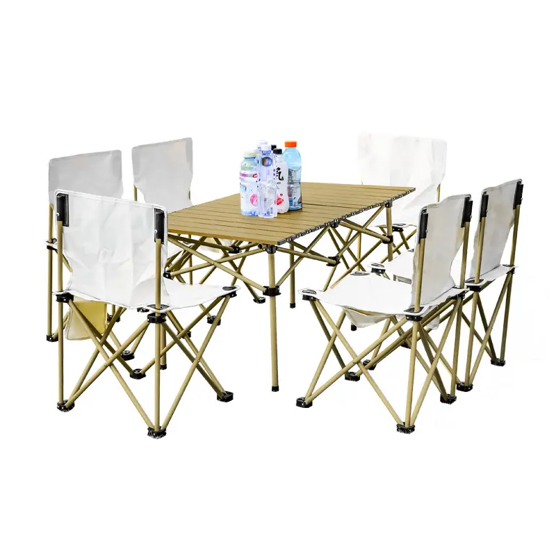 Groothandel Multi Functionele Eenvoudige Setup Aluminium Camping Picknick Tafel En Stoel Set