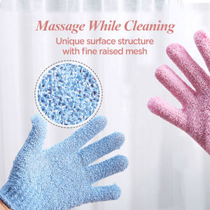 All'ingrosso guanto in Nylon a cinque dita per massaggiare la pelle morta per il corpo guanti esfolianti neri Scrubber per il corpo - Product Image 4