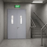 Porte coupe-feu en acier certifiée 3 heures, porte métallique creuse avec panneau de vision et serrure à levier pour hôtel et appartement