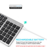 Nouveau clavier ergonomique sans fil 2,4 G USB 3.0 pleine taille rechargeable silencieux ultra-fin pour ordinateur portable