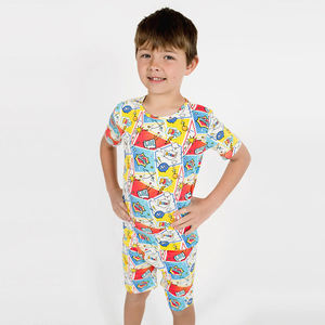 Enfants Pyjamas À Manches Courtes En Bambou Bio D'été Enfants Pj Pyjamas Pour Enfants Garçon Chemises Et Shorts Ensemble Vêtements De Nuit Personnalisés - Product Image 3