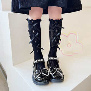Petite fille sur le mollet enfants Lolita chaussettes enfants sur le genou <span class=keywords><strong>bas</strong></span> nœud Style princesse genou chaussettes hautes - Product Image 4