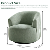 Fauteuil de salon modulaire individuel en velours bleu avec base pivotante en bois massif, design moderne pour terrasse et salon