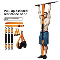 Corde de Résistance pour Tractions, Équipement de Fitness Intérieur/Extérieur, Appareil d'Entraînement Assisté à Barre Unique, 3 Bandes en Latex pour Fitness