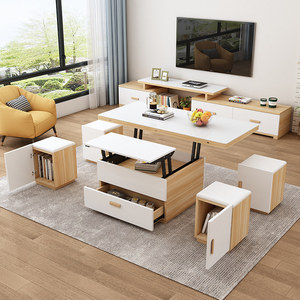 Tavolino da Tè Multifunzionale Moderno, Combinazione Mobile TV Retrattile e Pieghevole per Piccoli Appartamenti, Soggiorno e Hotel - Product Image 2