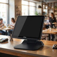 Terminal de point de vente Windows avec processeur Intel I5, écran tactile capacitif, base pliable, noir, résolution 1280x1024, garantie 1 an