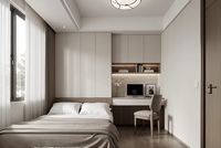 Ensemble de chambre moderne et simple, gain de place, bureau intégré personnalisé, armoire, lit pour petit appartement