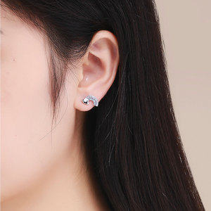ขายส่ง925เงินสเตอร์ลิงสีรุ้ง zircon ต่างหูสวยงามต่างหูสำหรับสตรีอินเทรนด์ปาร์ตี้ต่างหู SCE578 <span class=keywords><strong>bamoer</strong></span> - Product Image 5