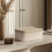 Boîte de rangement en carton cannelé ivoire de luxe personnalisée avec couvercles en cuir, robuste et empilable pour un rangement efficace
