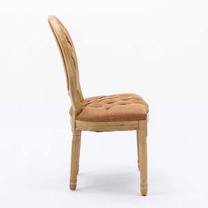 Silla de comedor de madera maciza de estilo francés DB, decoración de hebilla tirada a mano con pintura antigua, cuero Artificial de PU, cómodo y elegante - Product Image 5