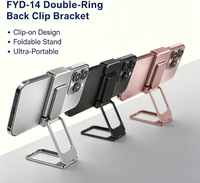 Support de téléphone en métal pliable et portable, avec clip arrière, autocollant de fixation, anneau de maintien pour doigt, support de bureau multifonctionnel et créatif