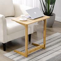 Table d'appoint moderne en bambou en forme de C plateau TV Table de dîner pour meubles de maison canapé canapé ordinateur portable salon chambre Tables basses