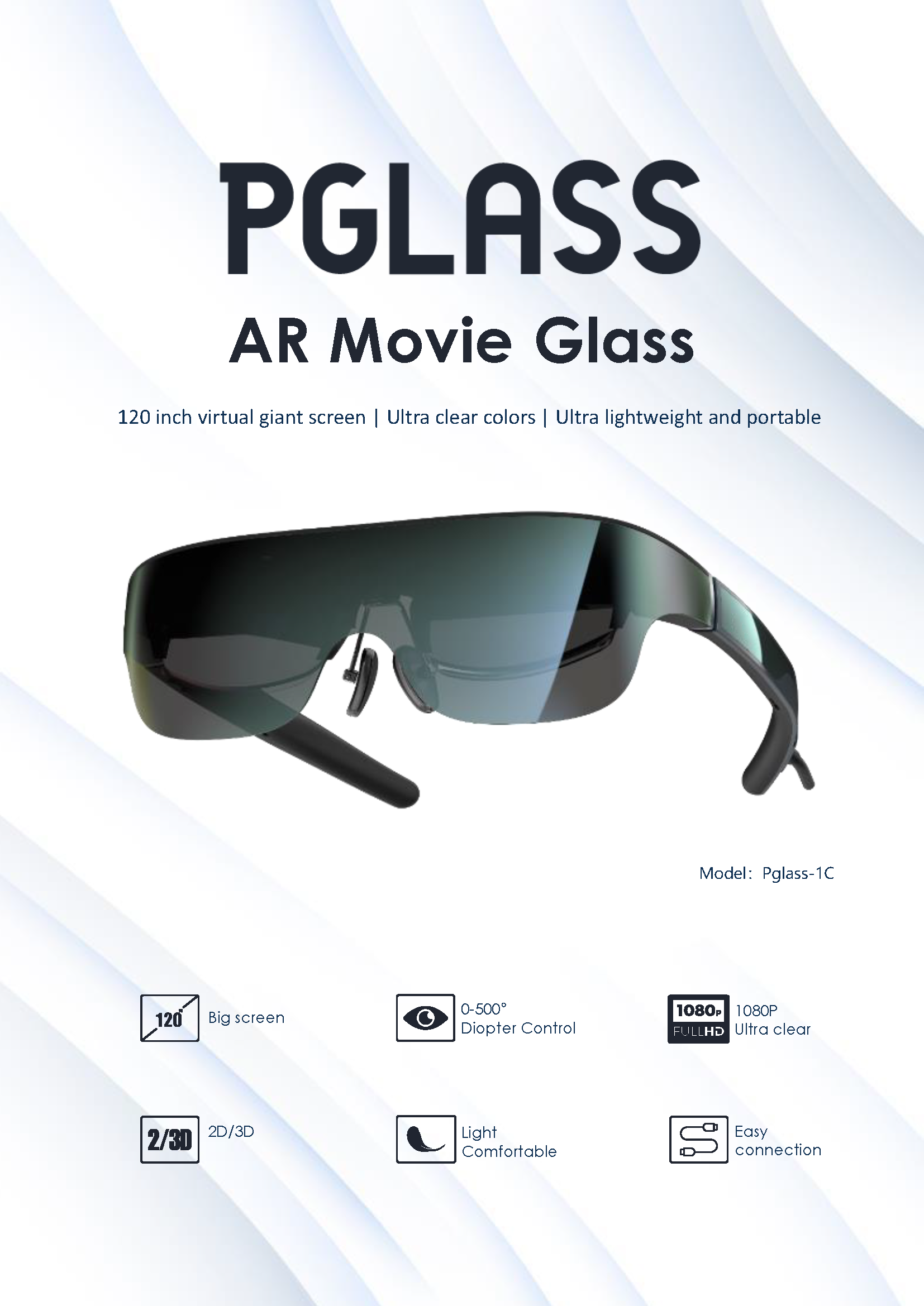 Seeya Dual Lens Black AR Glasses 120 Inch Virtual Screen