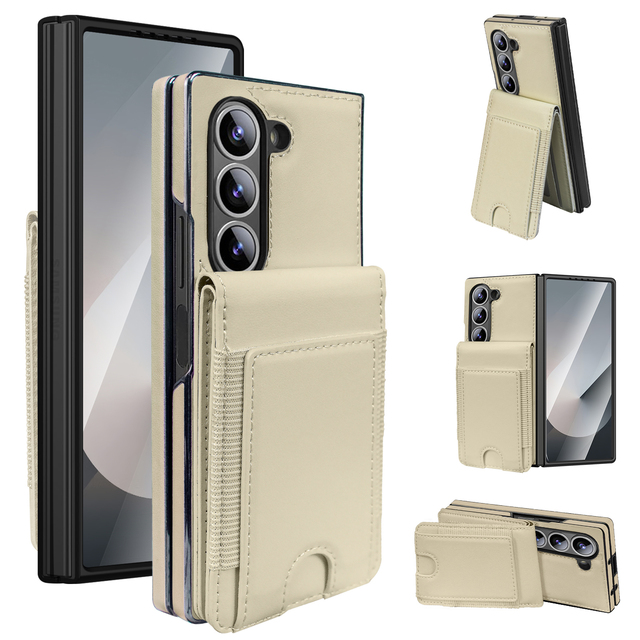 Flip Kickstand Smartphone Phone Case Cover for Samsung Z Fold 7 6 5 4 3 Card Wallet Case with Screen Protector and Box Package