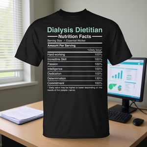 T-shirt promotionnel pour nutritionnistes et diététiciens : Nutritionnellement correct pour la dialyse et la néphrologie - Product Image 3