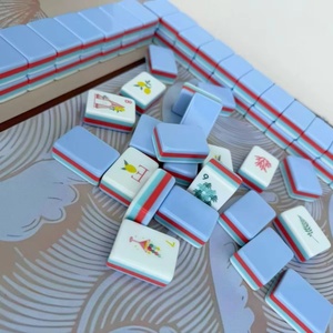 Juego de Mahjong Personalizado Estilo Americano, 160 Piezas, Color Azul Brisa Marina, Pintado a Mano en Acrílico, Plegable, Moderno y Lujoso, Set de Regalo - Product Image 6