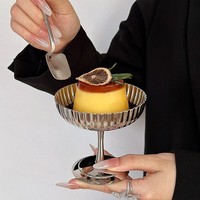 Coupe à dessert cannelée en acier inoxydable, style minimaliste, pour les fêtes, cocktails, glaces et mousses