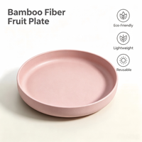 Assiette ronde réutilisable en fibre de bambou 20 cm, sans danger pour les aliments, incassable, écologique, pour salade, fruits, collations et repas quotidiens