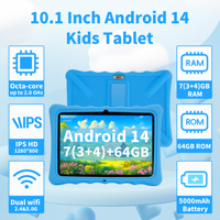 Tablet Infantil A523 de 10.1 Pulgadas con Pantalla IPS para el Cuidado de la Vista, 3GB de RAM, 64GB de ROM, Wifi 6, Tablet Android con Funda Protectora de Silicona Educativa Allwinner