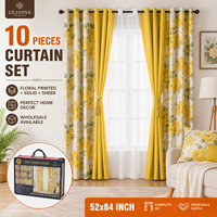 Juego de 10 Cortinas Opacas de Lujo al por Mayor con Cortina Transparente para la Sala de Estar del Hogar