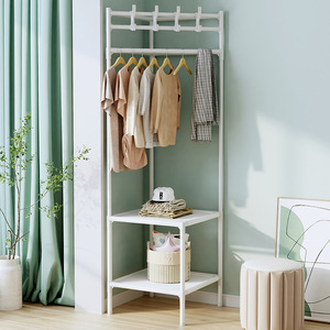Clothes Rack With Shelf Space Saving <b>Standing</b> Type Rectangle Carbon Steel For Living Room Bedroom Clothing Organizer - Product Image 1