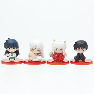 مجموعة من 4 شخصيات كرتونية أنيمي صغيرة ، شخصية Inuyasha ، نموذج لعبة زخرفة ، نموذج تمثال نصفي مميز