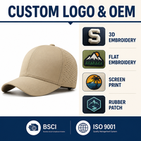 Casquette de baseball personnalisée hydrofuge à séchage rapide, découpée au laser, 6 panneaux, réglable, pour activités de plein air, randonnée, OEM, vente en gros, faible MOQ