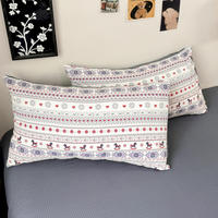Parure de lit quatre pièces en microfibre imprimée et lavée, motif charmant, aspect lin, prête à l'emploi, avec drap et housse de couette, collection 2026