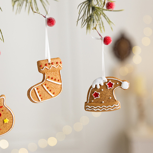Resin <b>Gingerbread</b> Christmas Ornaments Set Hand Painted <b>Gingerbread</b> <b>Man</b> Candy Cane Stocking Bell Xmas Tree Hanging <b>Decor</b> Festive - Product Image 4