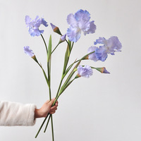 Flores Artificiales de Iris, Ramo de 3 Cabezas, 76 cm, Color Morado, Estilo Bohemio, para Decoración de Sala de Estar, Bodas y Fotografía