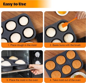 Bán buôn tùy chỉnh BPA free không dính bánh <span class=keywords><strong>hamburger</strong></span> Bun Khuôn Silicone bánh <span class=keywords><strong>hamburger</strong></span> Bun Pan - Product Image 3