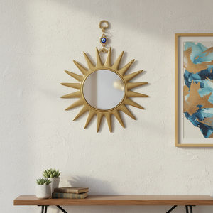 22x17cm Ornement mural mauvais yeux en verre Décoration de miroir mural intrigant - Product Image 3