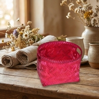 Panier en bambou naturel multi-usages, boîte de rangement réutilisable pour fruits, collations, artisanat, emballage cadeau et organisation de la maison