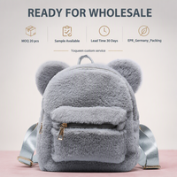 Sac à dos avec oreilles d'ours en peluche pour femmes et filles, mini sac à dos mignon en peluche avec sangle réglable pour l'école, les voyages, cadeau